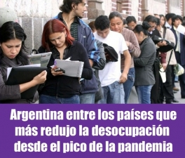 Argentina entre los países que más redujo la desocupación desde el pico de la pandemia