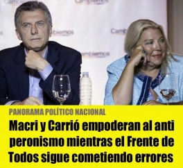 Macri y Carrió empoderan al anti peronismo mientras el Frente de Todos sigue cometiendo errores 