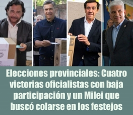 Elecciones provinciales: Cuatro victorias oficialistas con baja participación y un Milei que buscó colarse en los festejos Elecciones provinciales: Cuatro victorias oficialistas con baja participación y un Milei que buscó colarse en los festejos