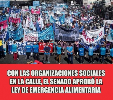 Con las organizaciones sociales en la calle, el Senado aprobó la ley de Emergencia Alimentaria