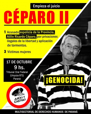 Comienza un nuevo juicio contra el ex policía Céparo por delitos de lesa humanidad