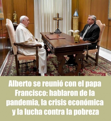 Alberto se reunió con el papa Francisco: hablaron de la pandemia, la crisis económica y la lucha contra la pobreza