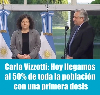 Carla Vizzotti: Hoy llegamos al 50% de toda la población con una primera dosis