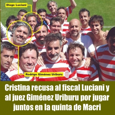 Cristina recusa al fiscal Luciani y el juez Giménez Uriburu por jugar juntos en la quinta de Macri