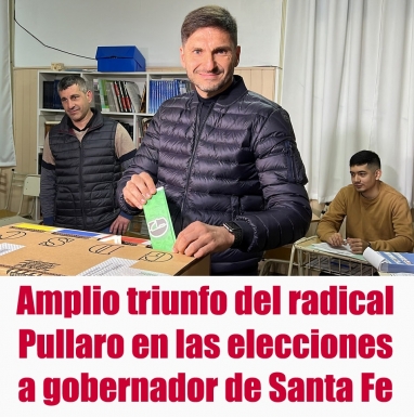 Amplio triunfo del radical Pullaro en las elecciones a gobernador de Santa Fe