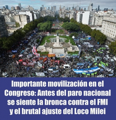 Importante movilización en el Congreso: Antes del paro nacional se siente la bronca contra el FMI y el brutal ajuste del Loco Milei